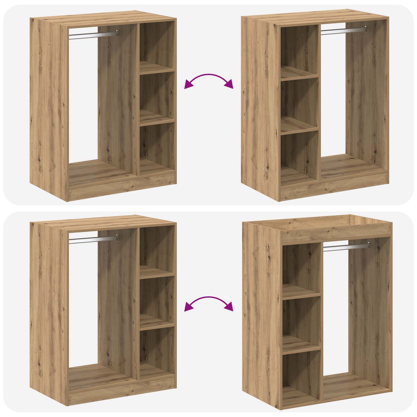 Wardrobe with Shelf with Storage Artisan Oak 77 x 48 x 102 cm