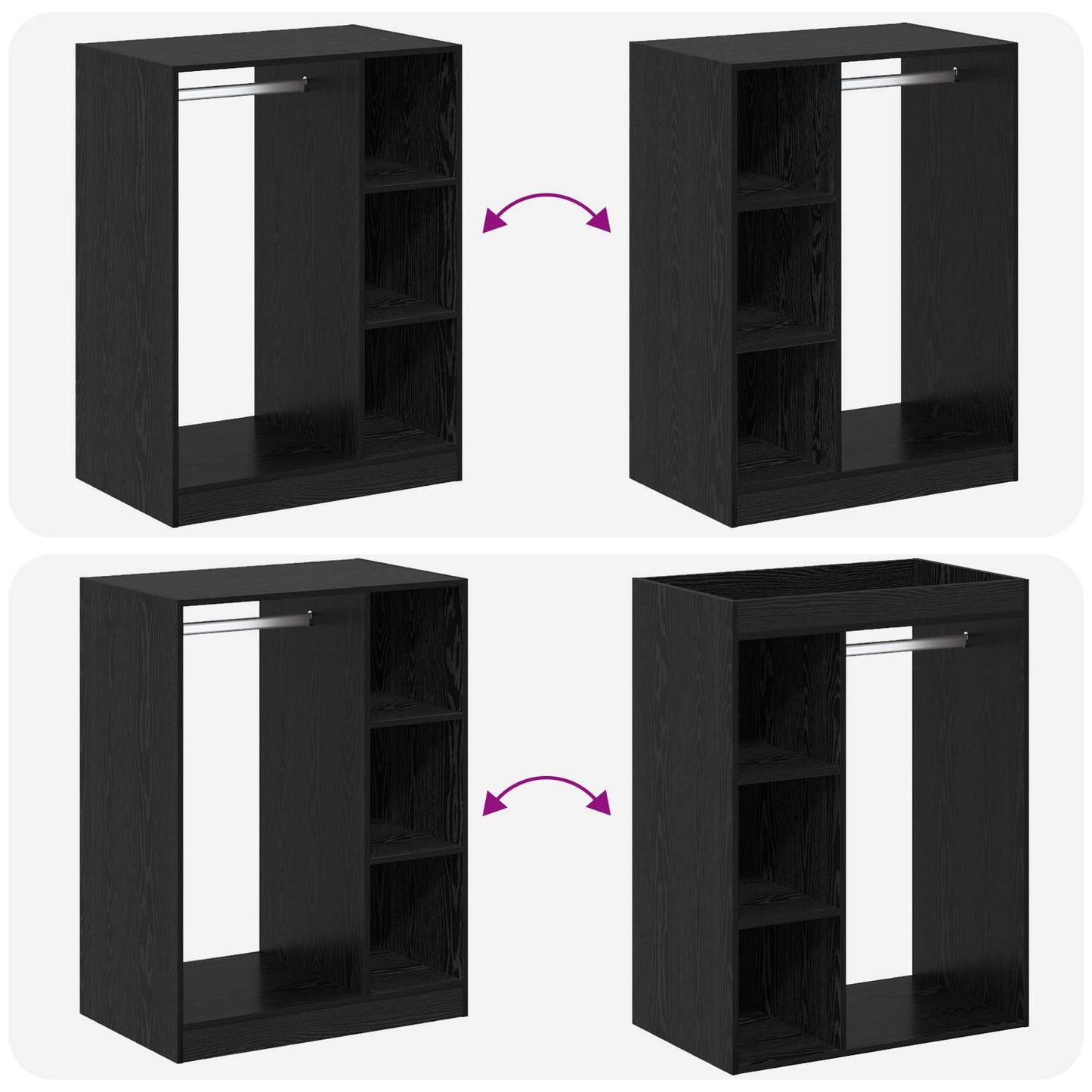 Wardrobe Black Oak 77 x 48 x 102 cm Engineered Wood