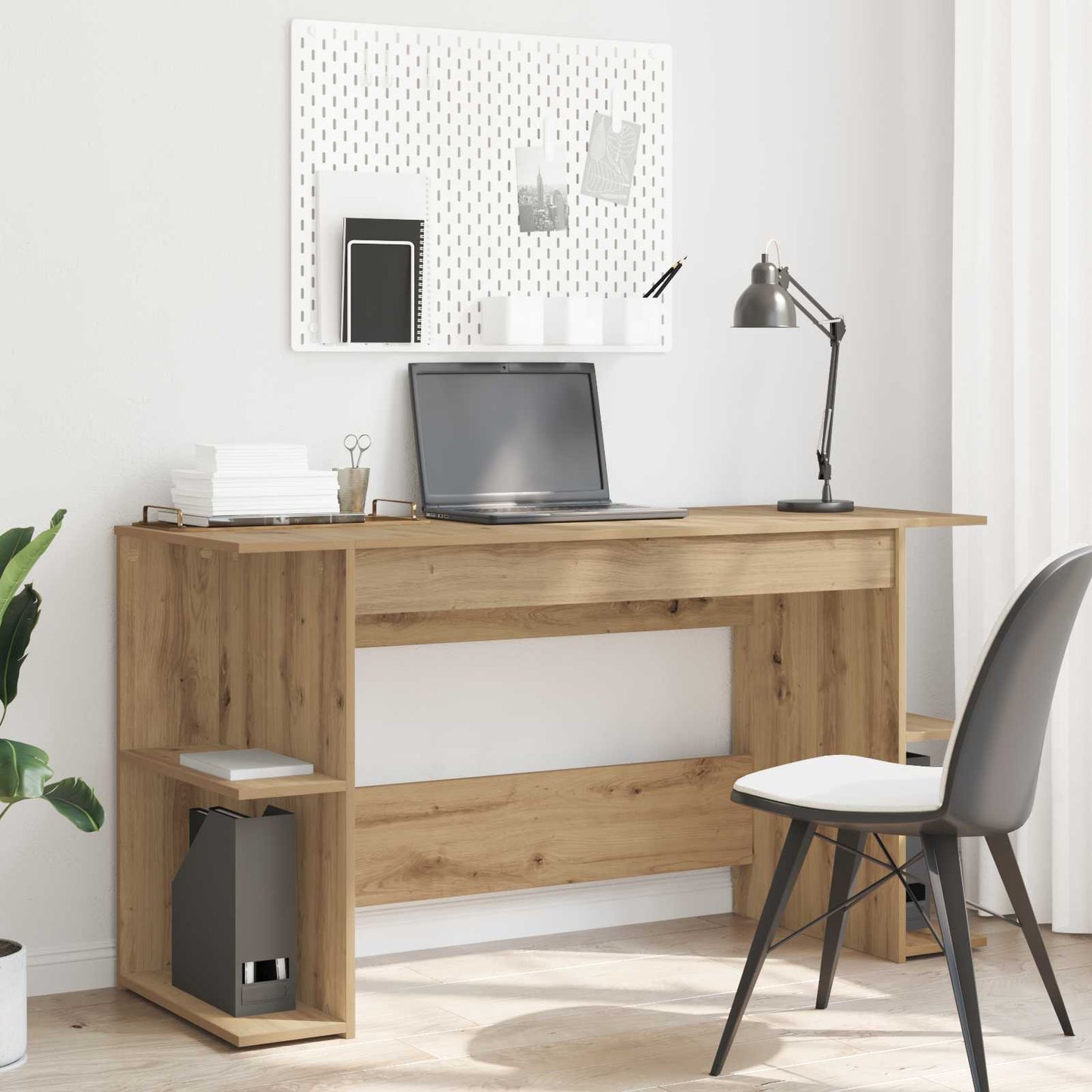 Desk with Shelf Artisan oak 140 x 50 x 75 cm Engineered wood
