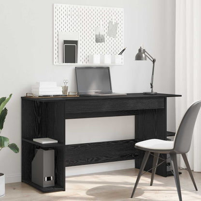 Desk with Shelf Black oak 140 x 50 x 75 cm Engineered wood