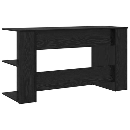Desk with Shelf Black oak 140 x 50 x 75 cm Engineered wood