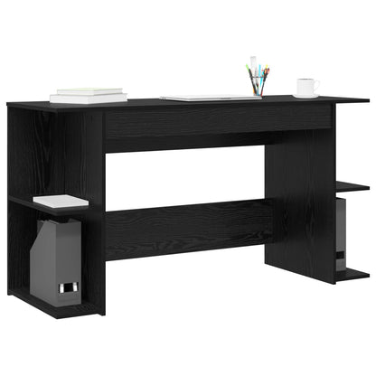 Desk with Shelf Black oak 140 x 50 x 75 cm Engineered wood