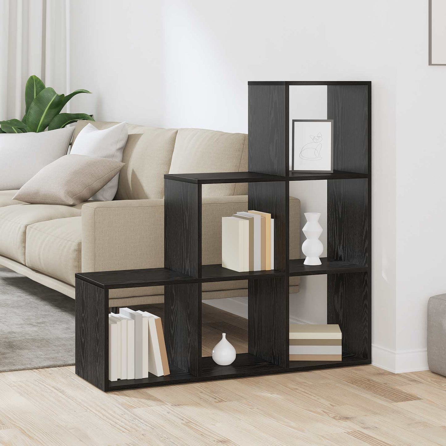 Room Divider Bookcase 6-Tier 99 x 29 x 99 cm Engineered Wood