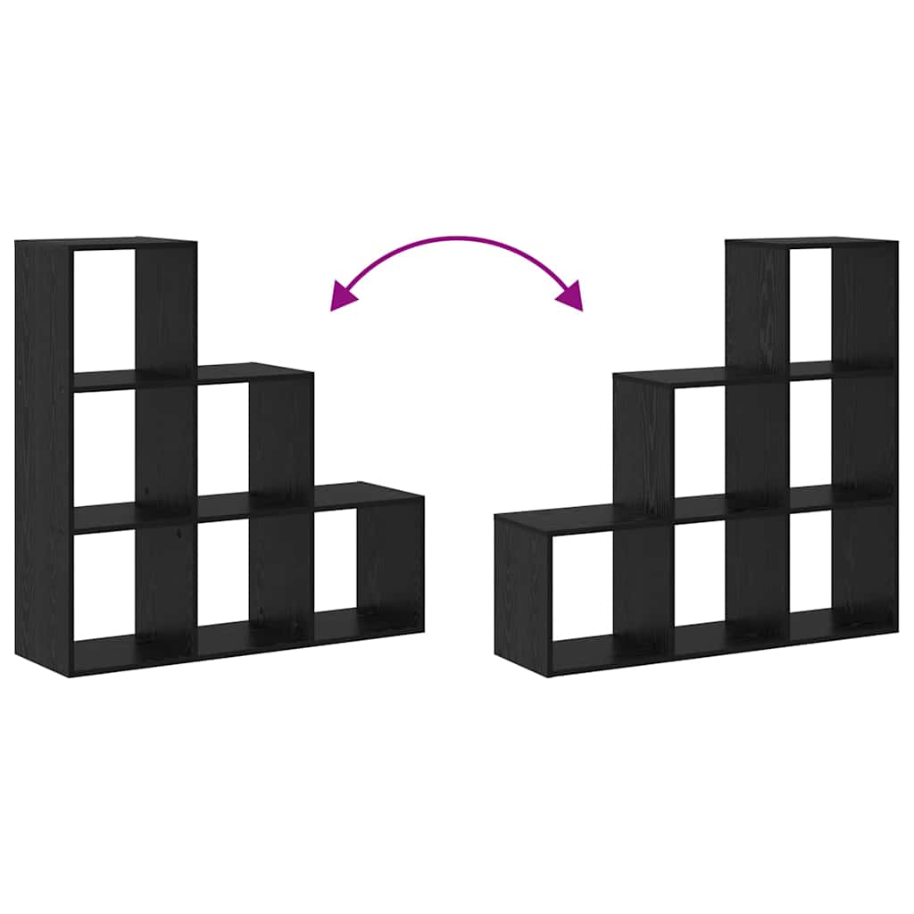 Room Divider Bookcase Black Oak 99 x 29 x 99 cm Engineered Wood