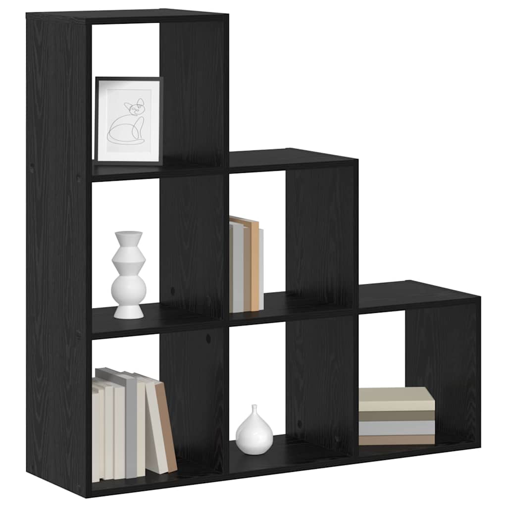 Room Divider Bookcase Black Oak 99 x 29 x 99 cm Engineered Wood
