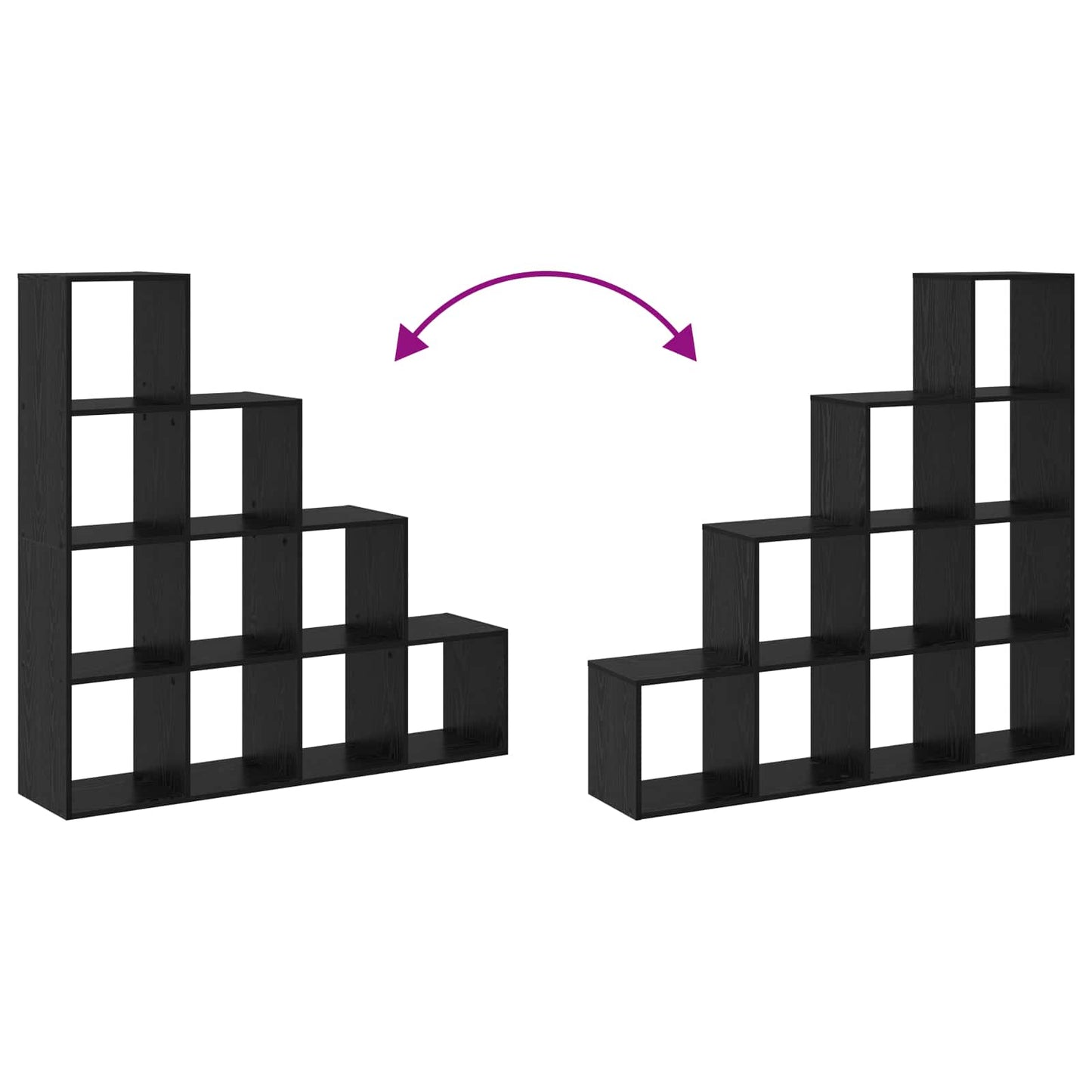 Room Divider Bookcase Black Oak 131.5 x 29 x 131.5 cm