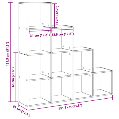 Room Divider Bookcase 10-Tier 131.5 x 29 x 131.5 cm Black Oak