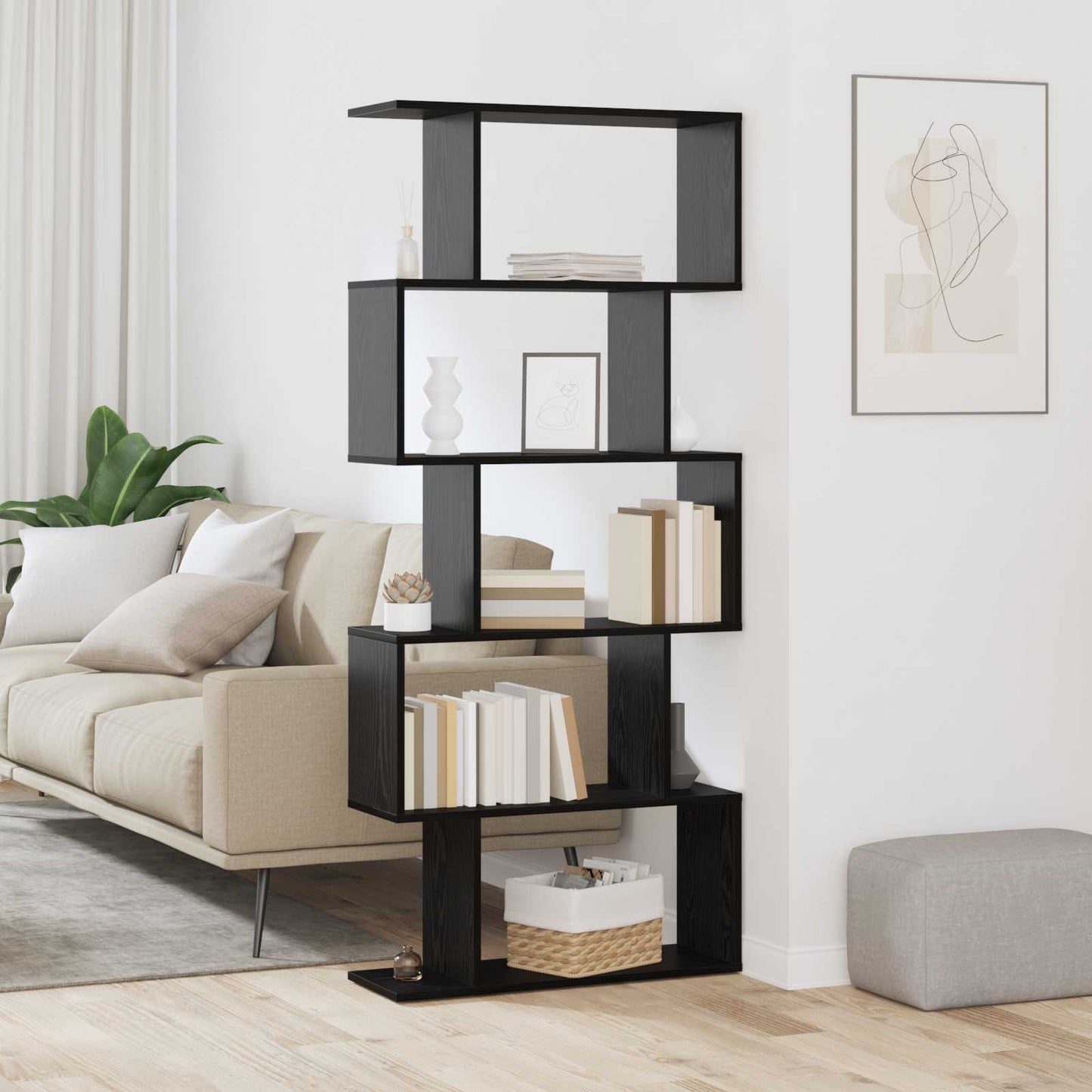 Book Cabinet Black Oak 70 x 24 x 161 cm Engineered Wood