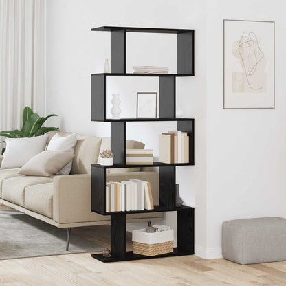 Book Cabinet 5-Tier 70 x 24 x 161 cm Engineered Wood Black Oak