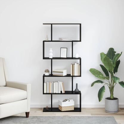 Book Cabinet 5-Tier 70 x 24 x 161 cm Engineered Wood Black Oak