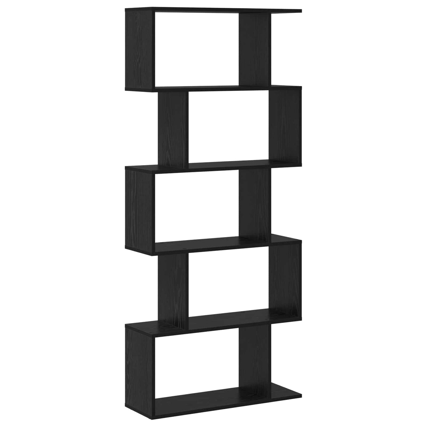 Book Cabinet 5-Tier 70 x 24 x 161 cm Engineered Wood Black Oak