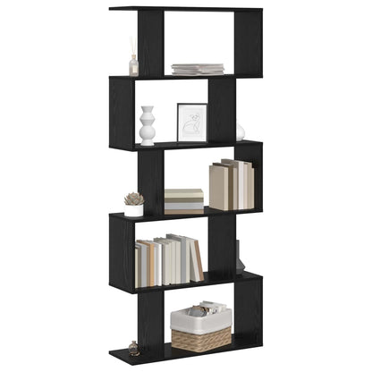Book Cabinet Black Oak 70 x 24 x 161 cm Engineered Wood