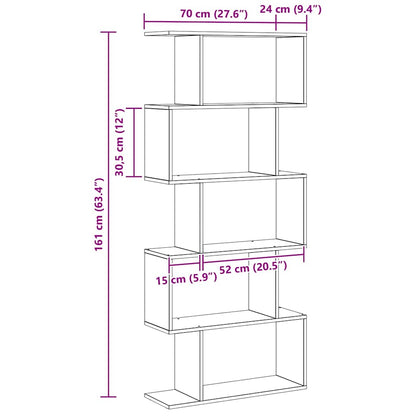 Book Cabinet Black Oak 70 x 24 x 161 cm Engineered Wood