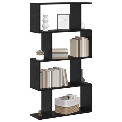 Book Cabinet 4-Tier 70 x 24 x 129 cm Engineered Wood Black Oak