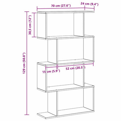 Book Cabinet Black Oak 70 x 24 x 129 cm Engineered Wood