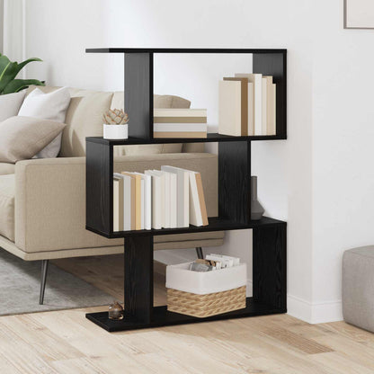 Book Cabinet 3-Tier 70 x 24 x 97 cm Engineered Wood Black Oak