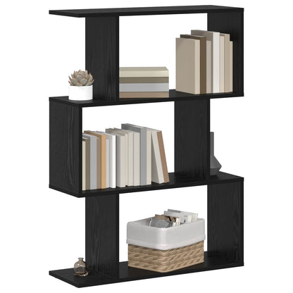 Book Cabinet 3-Tier 70 x 24 x 97 cm Engineered Wood Black Oak