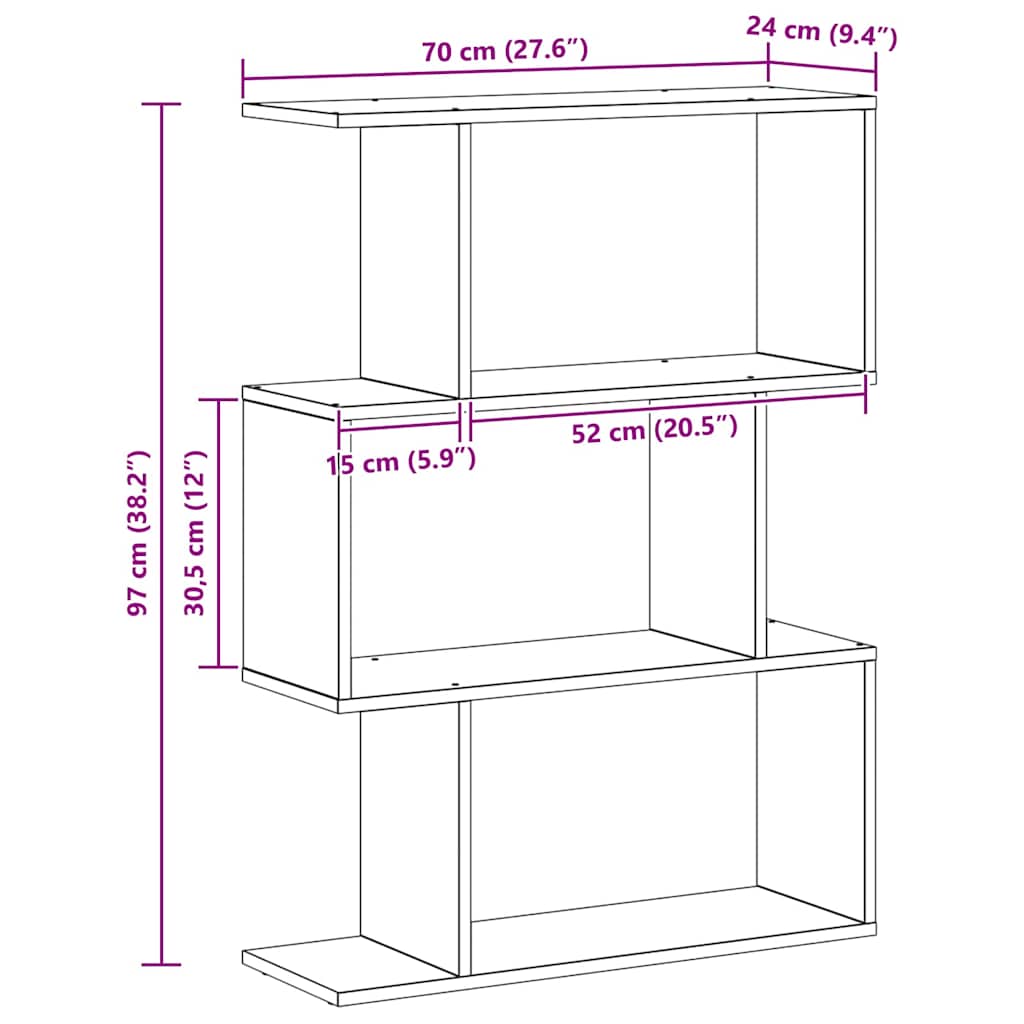 Book Cabinet Black Oak 70 x 24 x 97 cm Engineered Wood