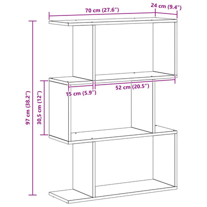 Book Cabinet 3-Tier 70 x 24 x 97 cm Engineered Wood Black Oak