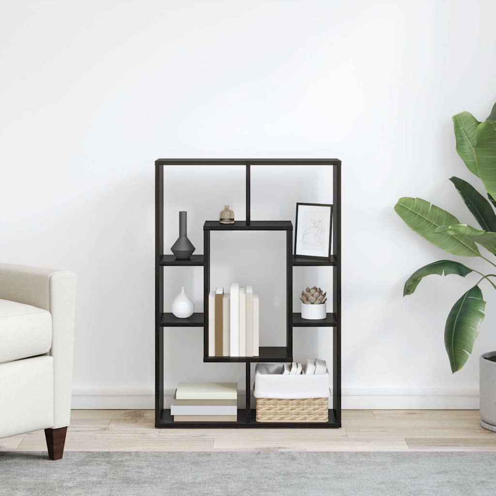 Book Cabinet Black Oak 63 x 20 x 90 cm Engineered Wood