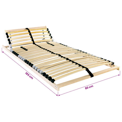Slatted Bed Base Brown 80 x 190 cm Solid Beech Wood