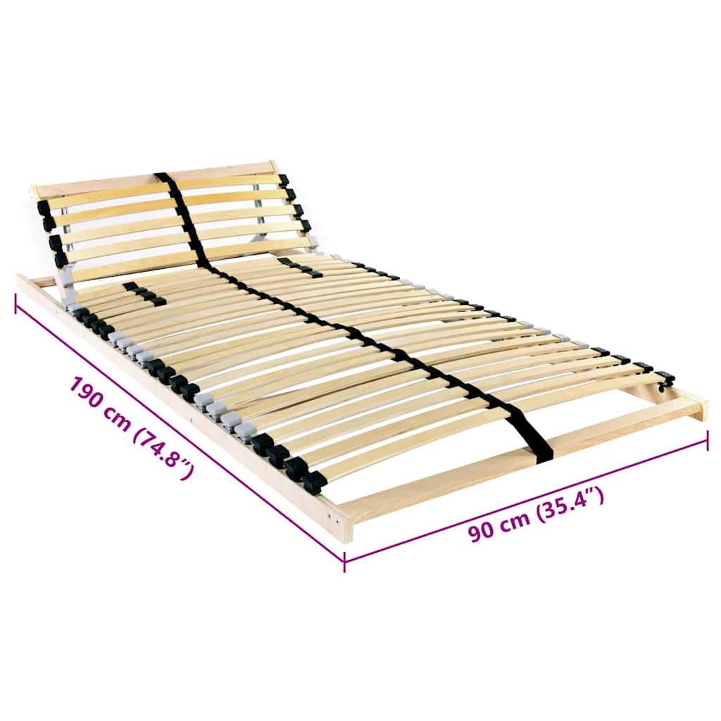 Slatted Bed Base Manual Brown 90 x 190 cm Solid Beech Wood