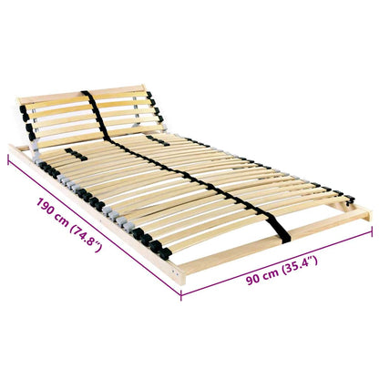 Slatted Bed Base Manual Brown 90 x 190 cm Solid Beech Wood