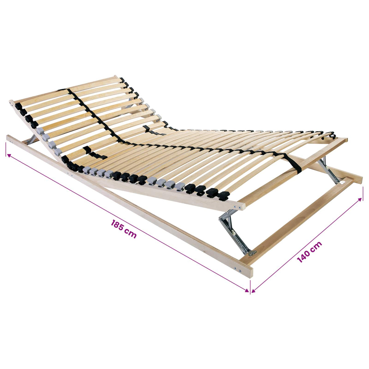 Slatted Bed Base Manual Brown 140 x 190 cm Solid Beech Wood
