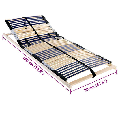 Slatted Bed Base Brown 80 x 190 cm Solid Beech Wood