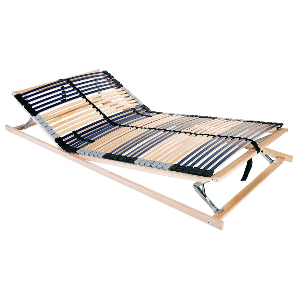 Slatted Bed Base Manual Brown 100 x 190 cm Solid Beech Wood