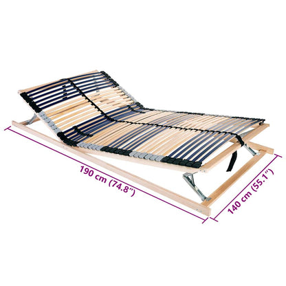 Slatted Bed Base Manual Brown 140 x 190 cm Solid Beech Wood