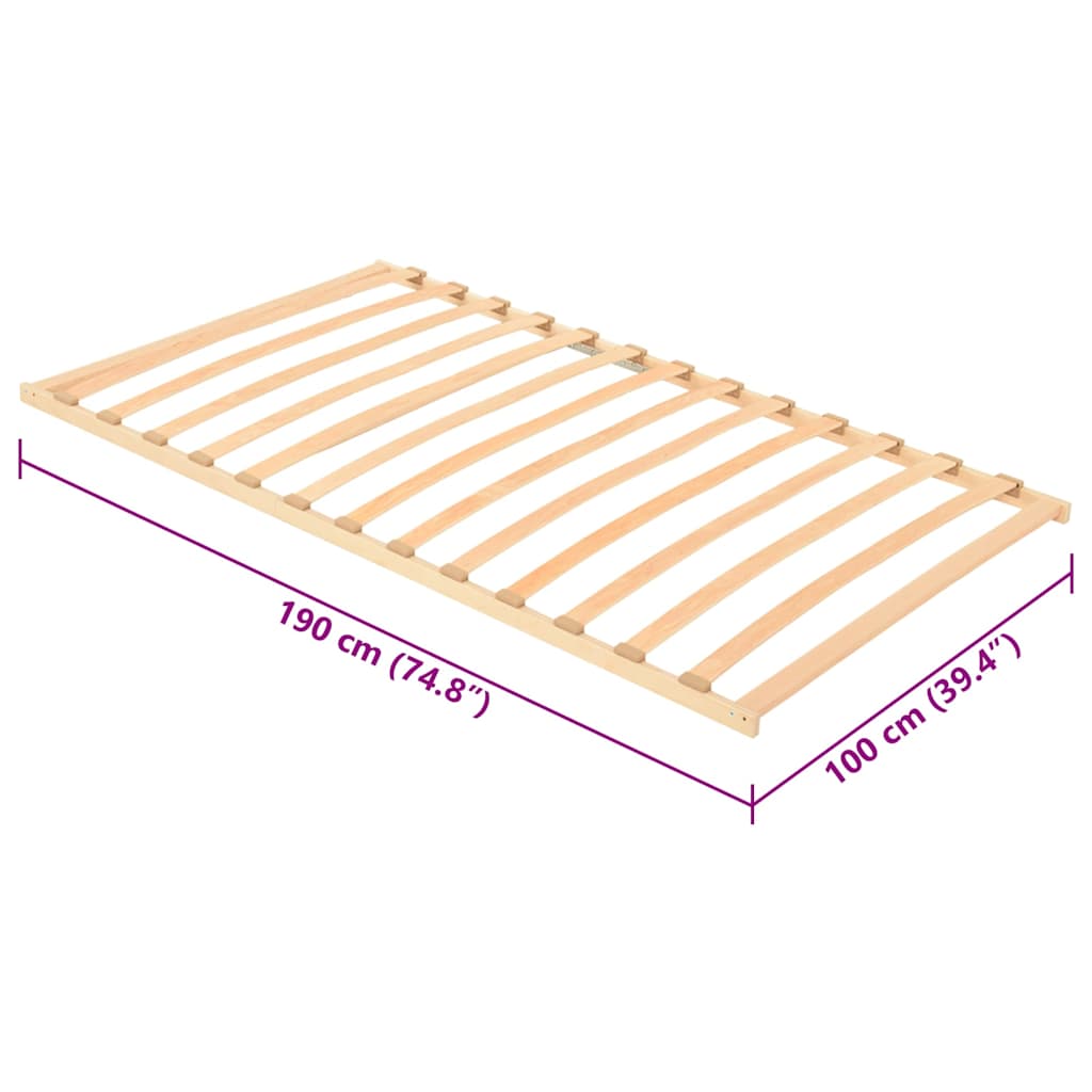 Slatted Bed Base Brown 100 x 190 cm Solid Beech Wood