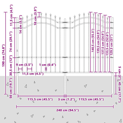 Garden Fence Woerden Grey 240 x 190 cm Powder-coated steel
