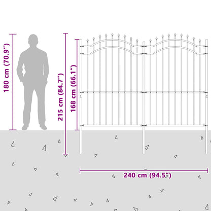 Garden Fence Woerden Grey 240 x 215 cm Powder-coated steel