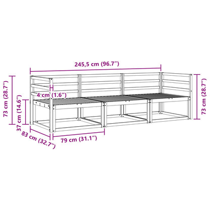 Outdoor Sofa Set 3 pcs White 245.5 x 83 x 73 cm