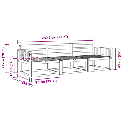 Outdoor Sofa Set 3 pcs White 249.5 x 83 x 73 cm