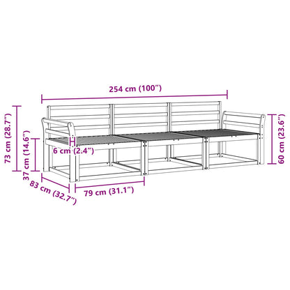 Outdoor Sofa Set 3 pcs White 254 x 83 x 73 cm Solid Acacia Wood