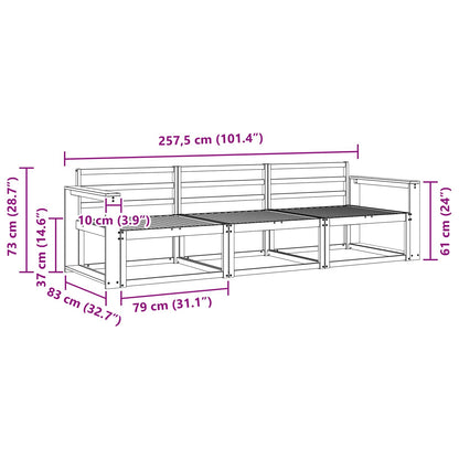 Outdoor Sofa Set 3 pcs White 257.5 x 83 x 73 cm