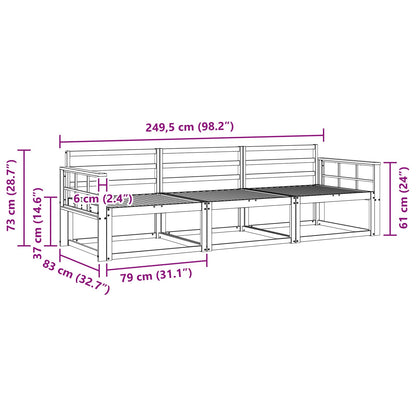 Outdoor Sofa Set 3 pcs White 249.5 x 83 x 73 cm