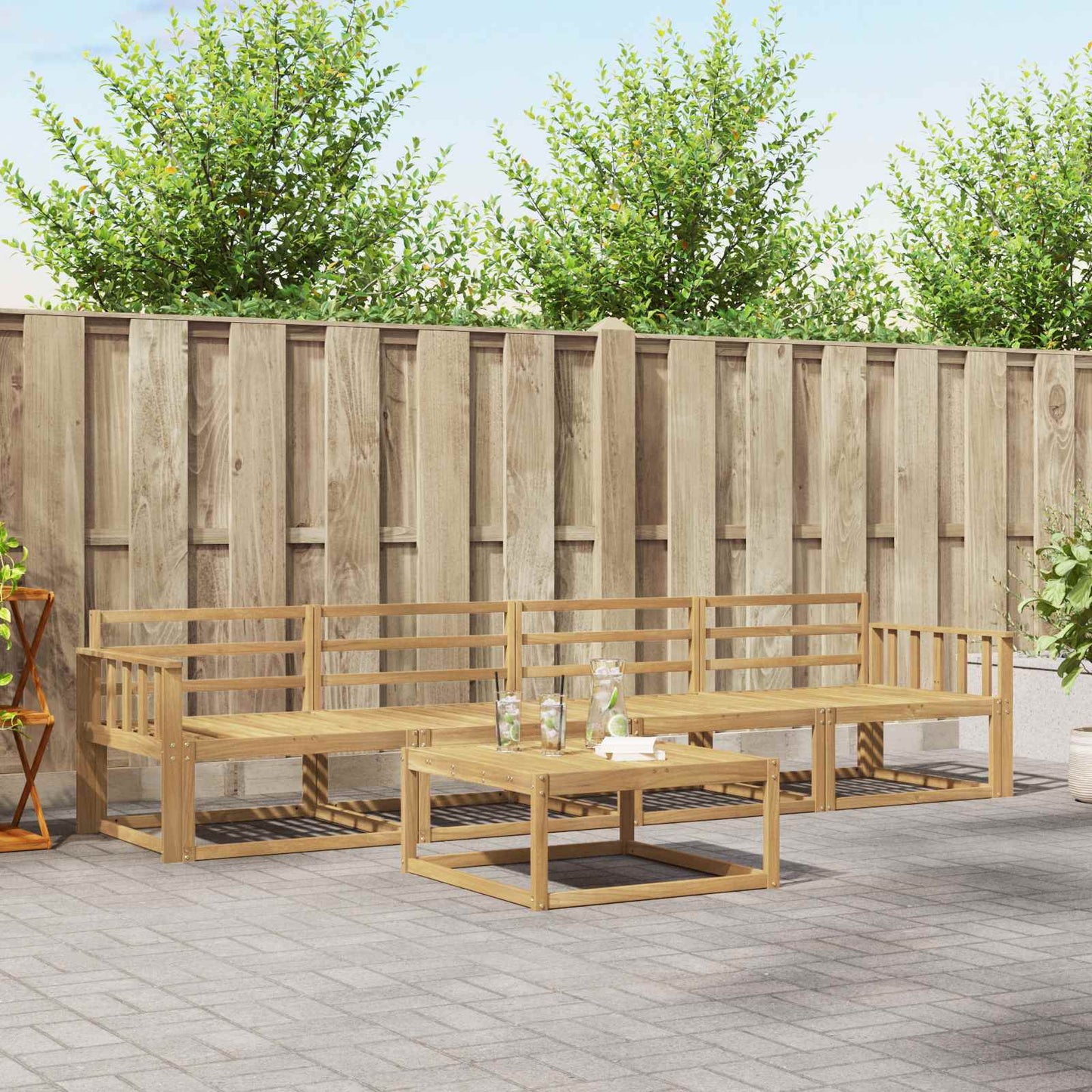 Outdoor Sofa Set 5 pcs White 79 x 79 x 37 cm Solid Acacia Wood