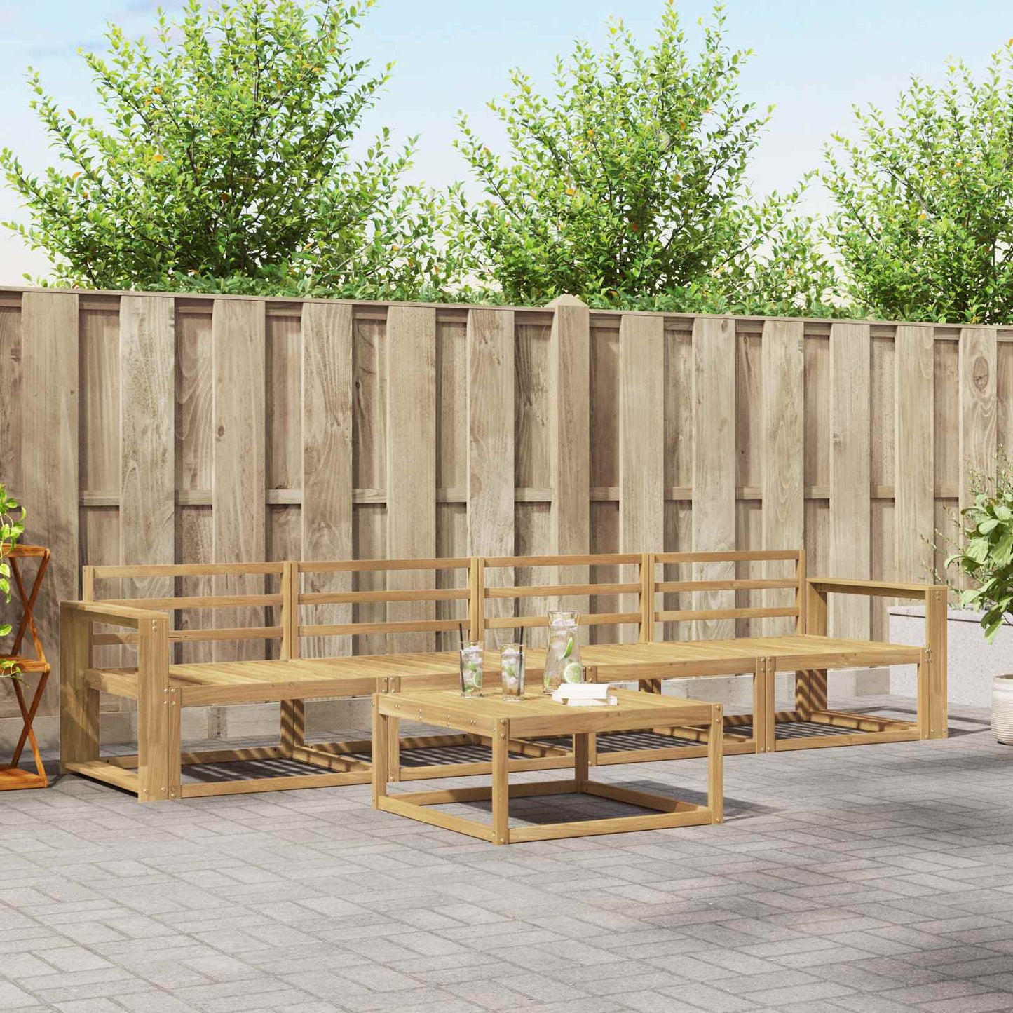Outdoor Sofa Set 5 pcs White 79 x 79 x 37 cm Solid Acacia Wood