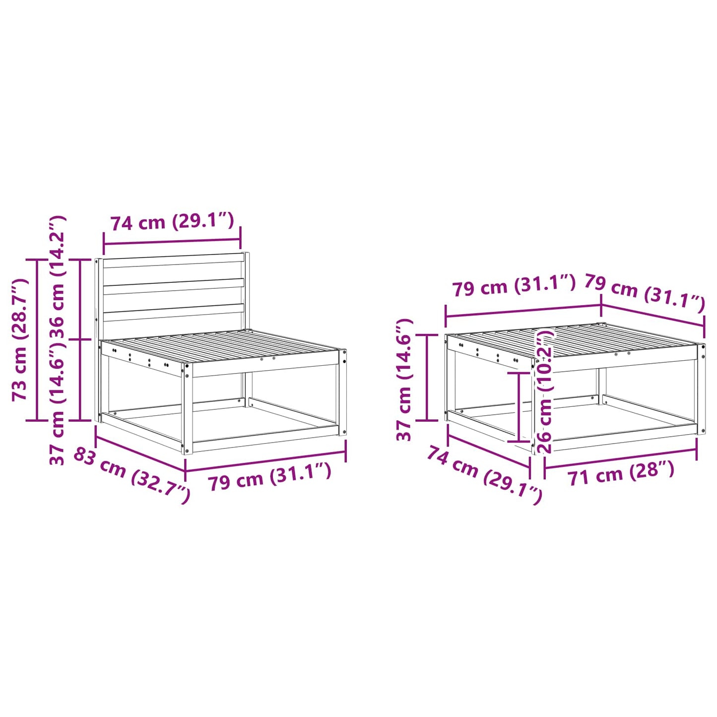 Outdoor Sofa Set 5 pcs White 333 x 162.5 x 73 cm
