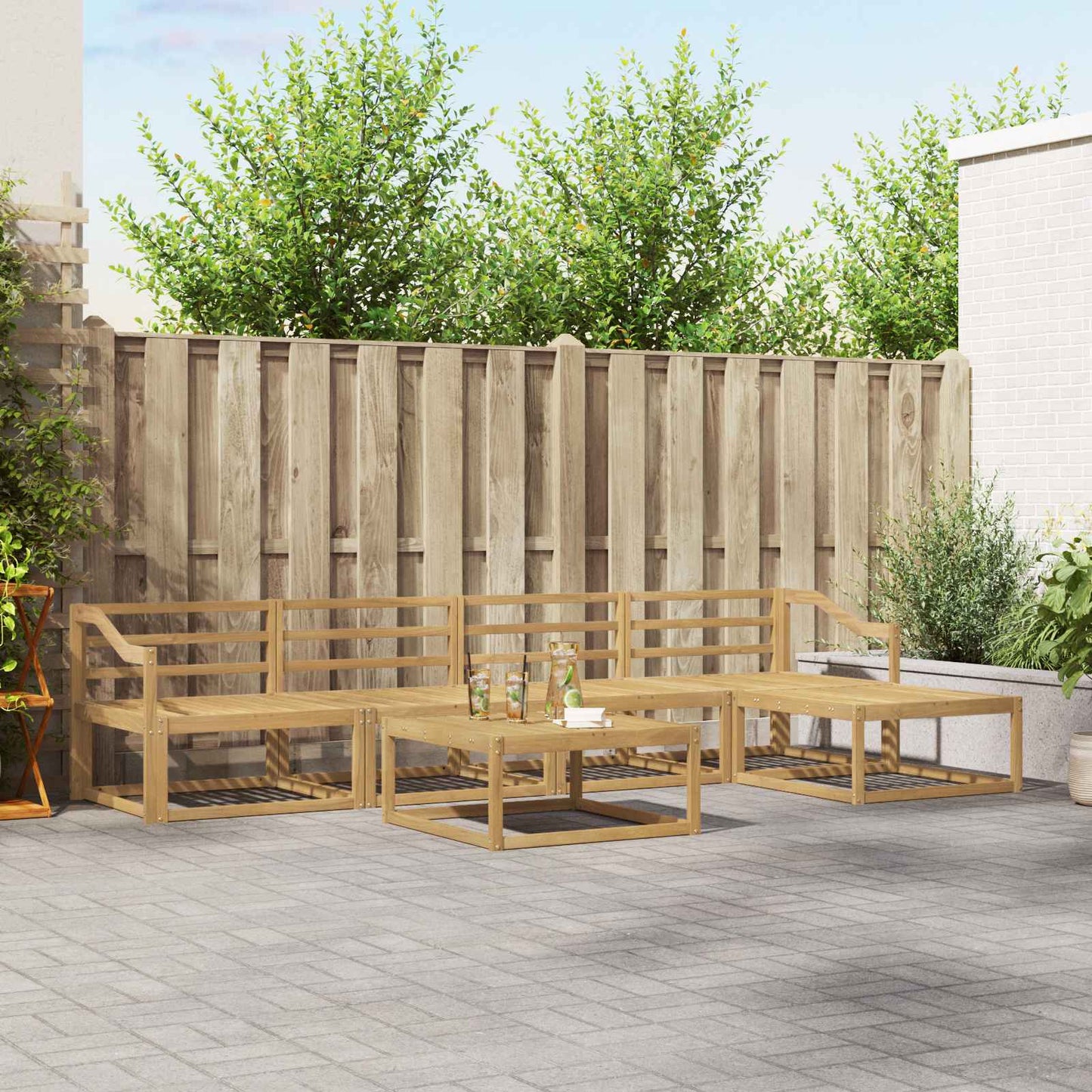Outdoor Sofa Set 6 pcs White 79 x 79 x 37 cm Solid Acacia Wood