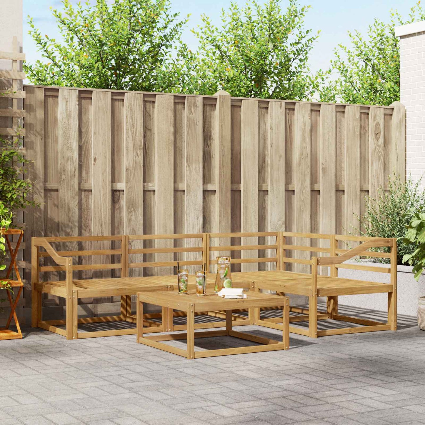 Outdoor Sofa Set 5 pcs White 79 x 79 x 37 cm Solid Acacia Wood