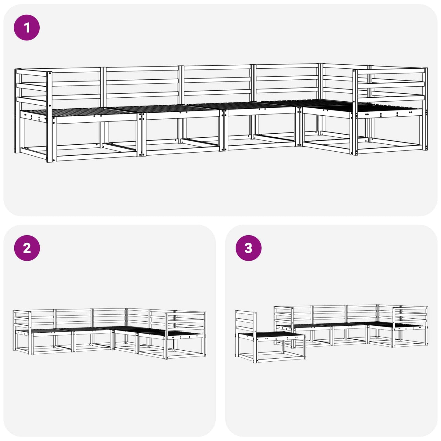 Outdoor Sofa Set 5 pcs White 325 x 166.5 x 73 cm