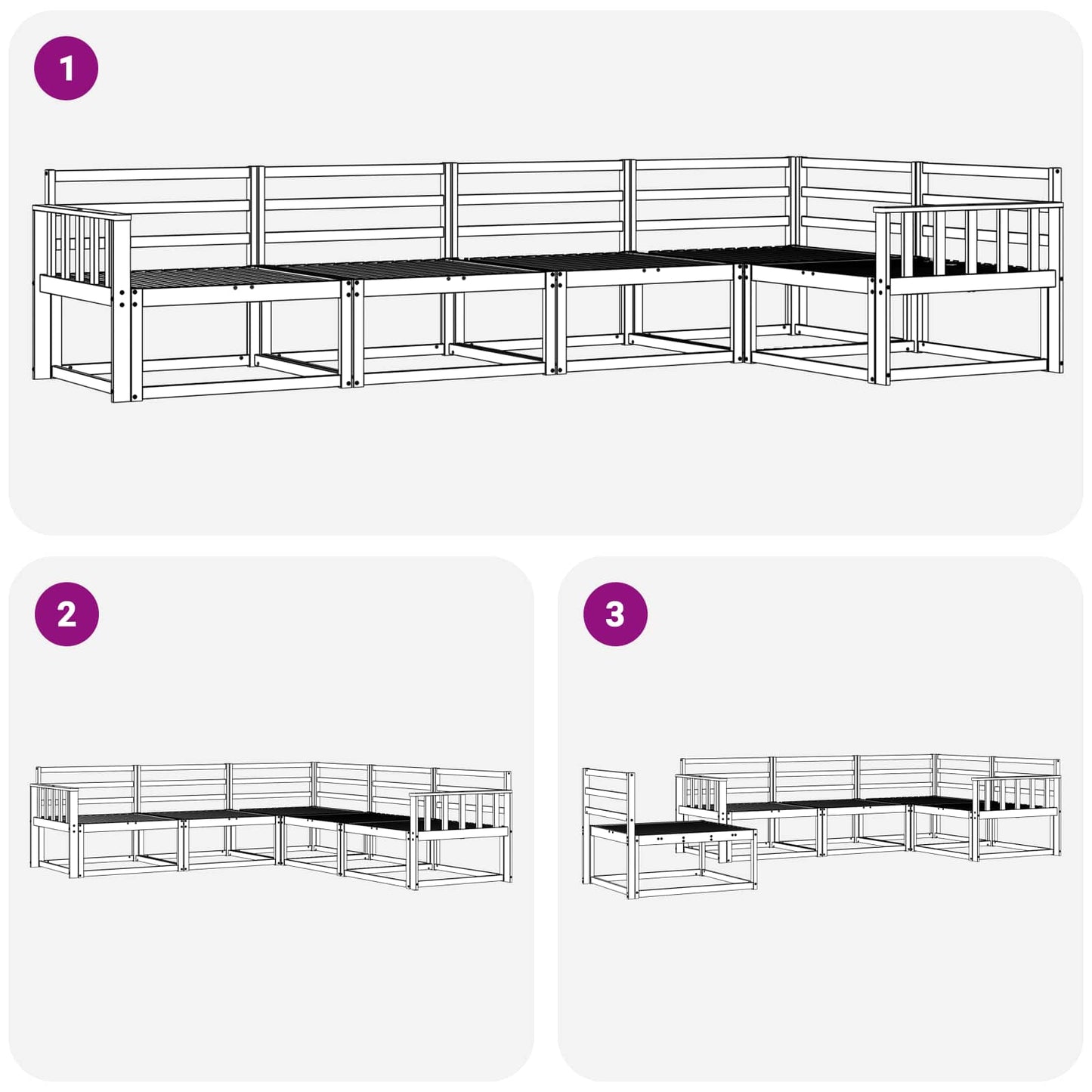 Outdoor Sofa Set 5 pcs White 327 x 168.5 x 73 cm