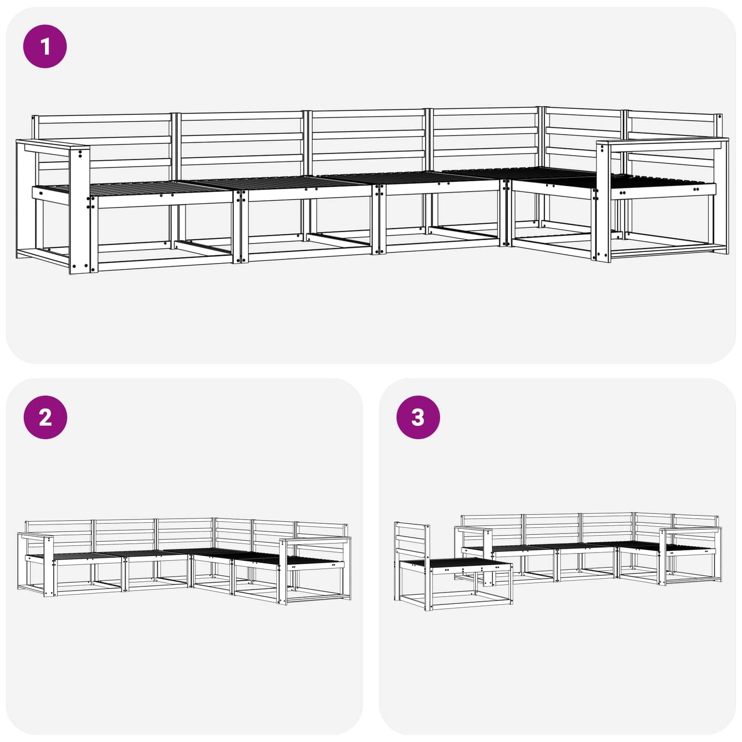Outdoor Sofa Set 5 pcs White Solid Acacia Wood