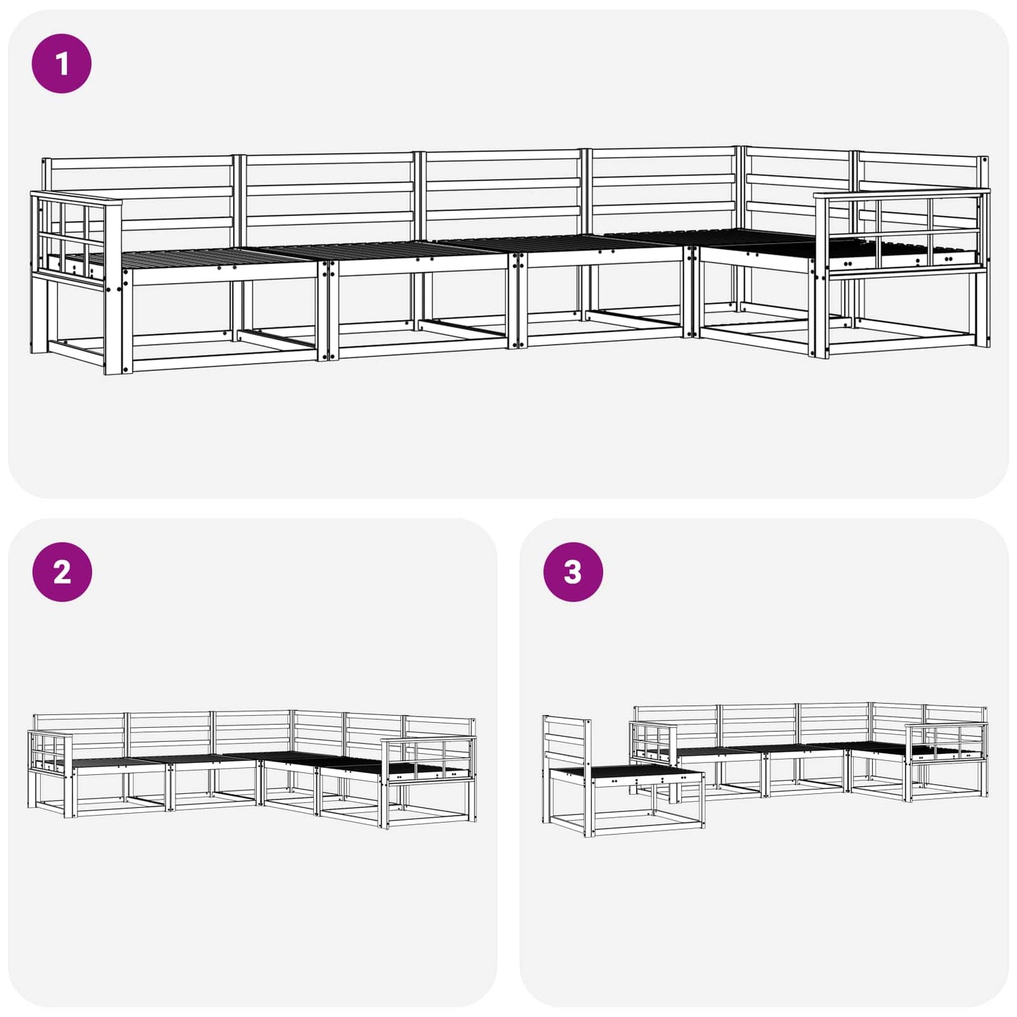 Outdoor Sofa Set 5 pcs White 327 x 168.5 x 73 cm