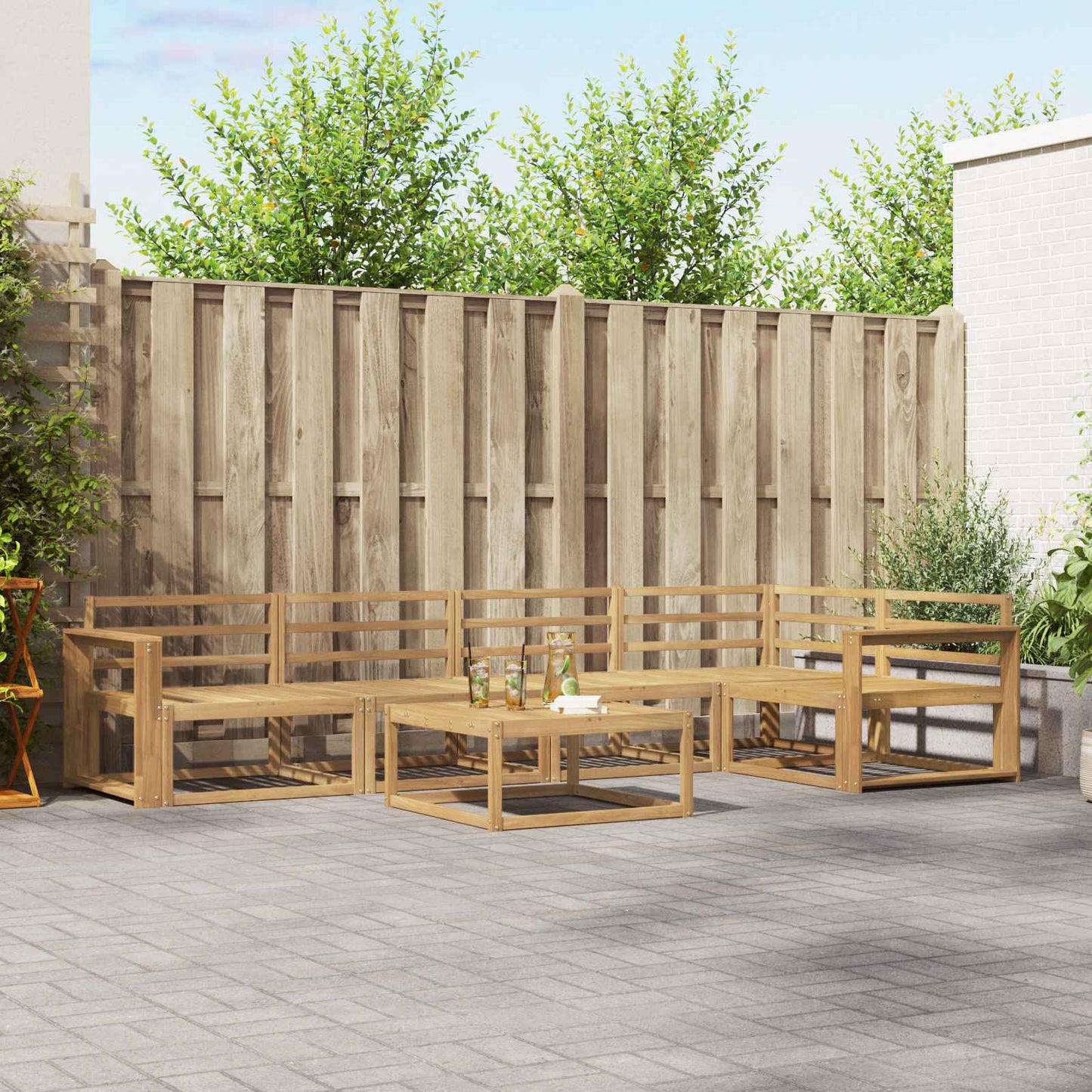 Outdoor Sofa Set 6 pcs White 79 x 79 x 37 cm Solid Acacia Wood