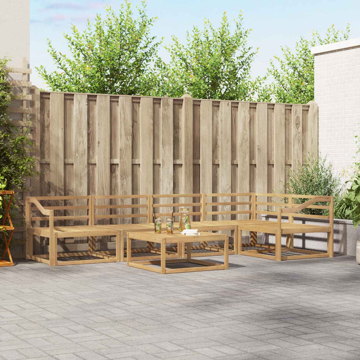 Outdoor Sofa Set 6 pcs White 79 x 79 x 37 cm Solid Acacia Wood